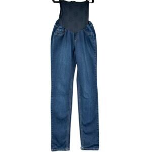Jessica Simpson Blue Denim Over Belly Straight‎ Leg Maternity Jeans Size Medium